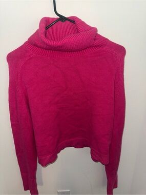 DELUC Pink Cropped Turtleneck Sweater Size L